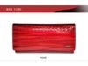 Women's Crocodile Pattern Genuine Leather Wallet: Patent Design, Multi-Card Slots, Large Capacity Coin Purse with Snap Button.