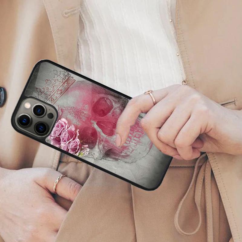 Skull Pink Roses Magnetic Phone Case For APPLE iPhone 17 Air 16 14 13 12 Pro Max 15 Plus Wireless Charge With MagSafe Cover