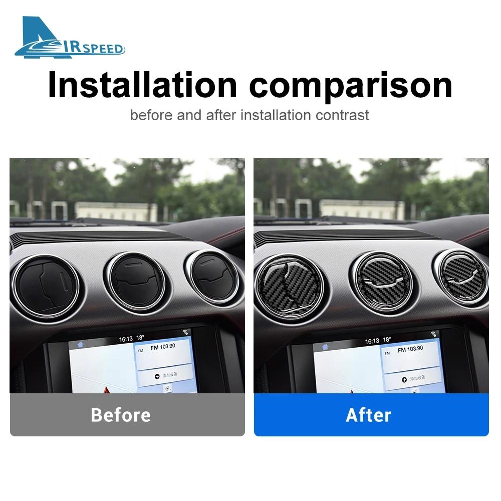 Carbon Fiber Auto Zentrale Klimaanlage Outlet Vent für Ford Mustang 2015-2022 Zubehör AC Rahmen Aufkleber