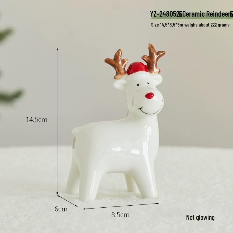 Christmas Ceramic Glowing Tree House Ornament - Desktop Scene Decoration Prop & Gift