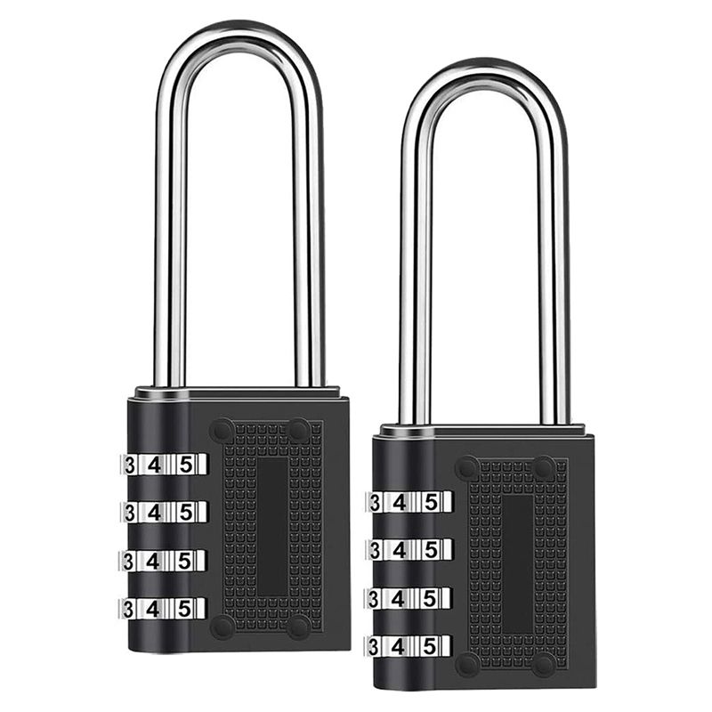 A84E-6 Pack Outdoor Combination Padlock Long Shackle Lock 6.5Cm Shackle Waterproof 4 Digit Resettable Combination Lock