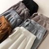 Pantaloni da donna a vita alta elastici morbidi e caldi lavorati a maglia, casual chic, alla moda coreana, alla caviglia, per donna