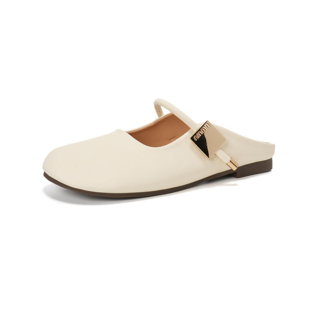 Flat-bottomed bag head and half slippers, women wear one pedal in summer, soft-soled half-support single shoes