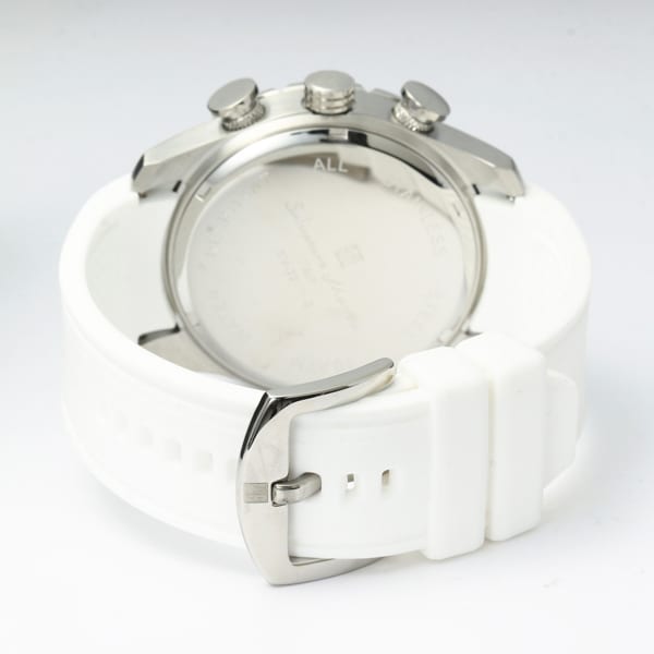 Salvatore Marra Men's Rubber Belt Chronograph Watch SM22111-SSWH/WH