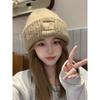 Wool Wool Hat for Women with Larger Head Circumference Keep Warm Piles of Cold Hats Knitted Ear Protection Hat Letter Embroidery