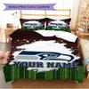 Name Custom Seattle Seahawks Logo Pattern Bedding Set Quilt Cover Pillowcase Home Decor Gift (1 * duvet cover + 2 * pillowcase, without core)