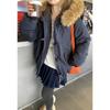 Down cotton-padded clothes for women's big fur collar pie to overcome winter new thickened cotton-padded clothes retro horn buckle cotton-padded jack