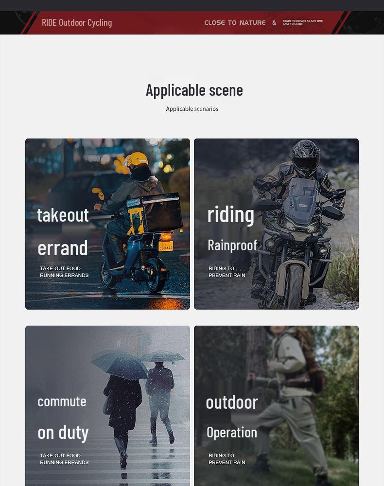 Men's Motorcycle Raincoat and Pants Set - Split Type, Stormproof Riding Gear