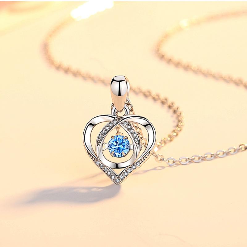 S925 Sterling Silver Heart Necklace for Women, Light Luxury Elegant Heart-Shaped Pendant