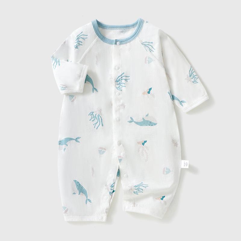 Summer Baby Romper - Long Sleeve, Thin Style, Pure Cotton, Seamless Class A Jumpsuit