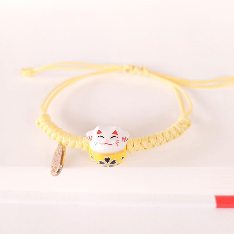 Hand-Woven Ceramic Lucky Cat Bracelet Couple For Women Mama Gift