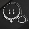 Jewelry Popular Gold Silver Crystal Bare Diamond Necklace Earrings Bracelet Set Three Pieces