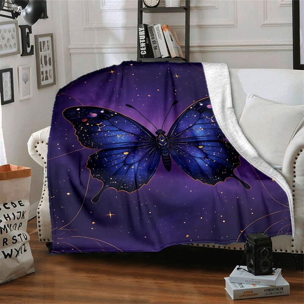 1PC Butterfly Print Blanket, Throw For Sofa, Bed, Travel, Camping, Livingroom, And Bed, Printing Blanket With Soft And Warm Fabric yy250918208