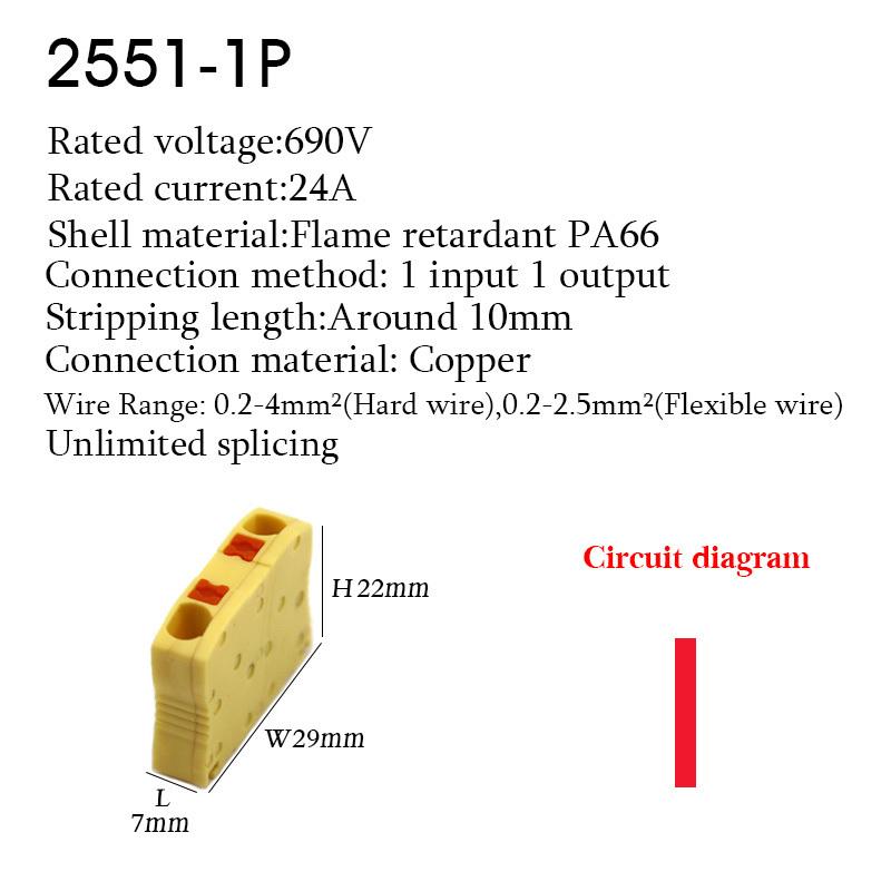 Zasouvací drátové konektory Elektrický kabel Svorkovnice Vícenásobný vstup/výstup na lištu DIN s upevňovacím otvorem Spojovací DIY připojení