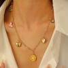 Multi Charm Chain Necklace with Rainbow Heart Butterfly and Lips Pendants for Women