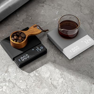 Mini-Kaffeewaage mit Timer, 2 kg/0,1 g, genau, 3 Modi, wiederaufladbar, Typ C, tragbare Digitalwaage