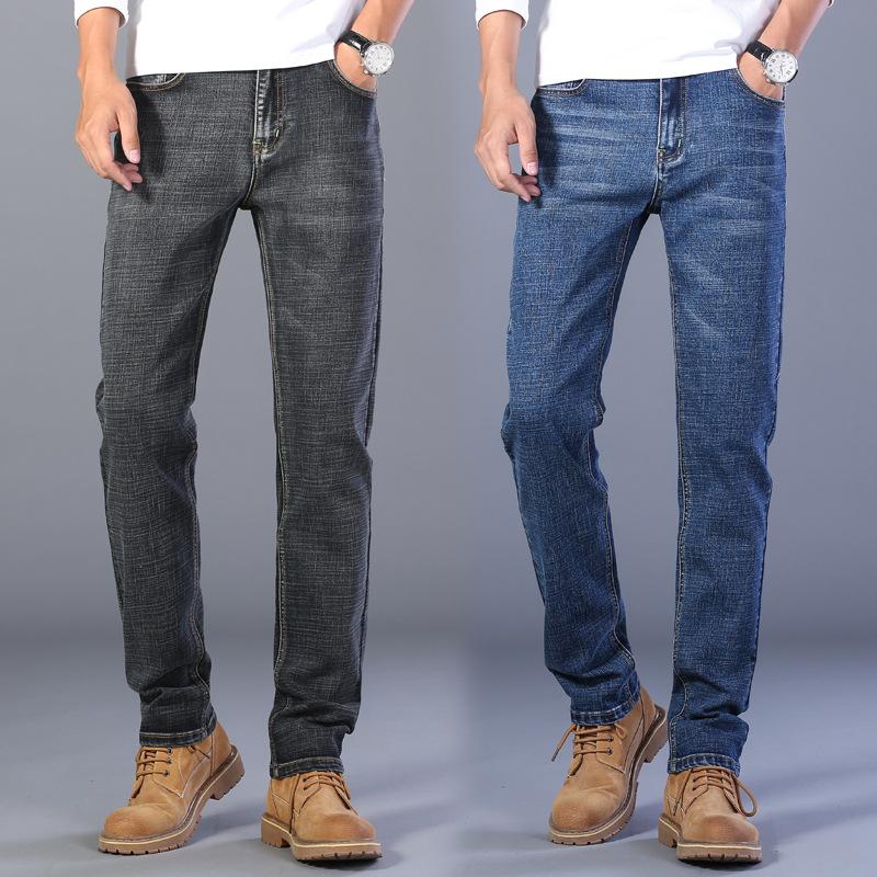 2024 Spring and Autumn New Men's Jeans Straight Tube Slim Fit Elastic Business Casual Pants