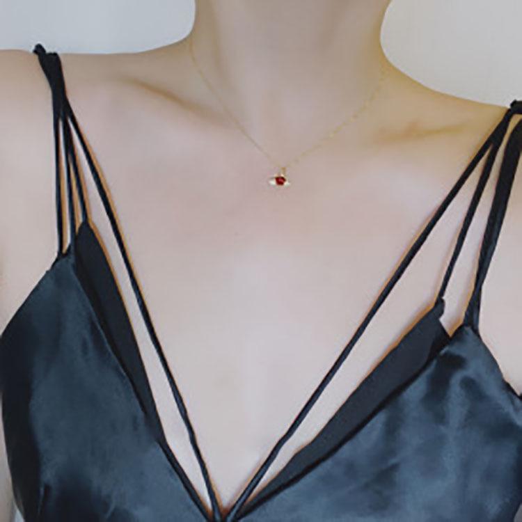 S925 Sterling Silver Heart-Shaped Necklace for Women - Clavicle Chain with Japanese Light Luxury Little Angel Pendant.