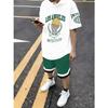 Fashionable basketball letter print pattern, spring and summer short sleeved T-shirt and shorts set