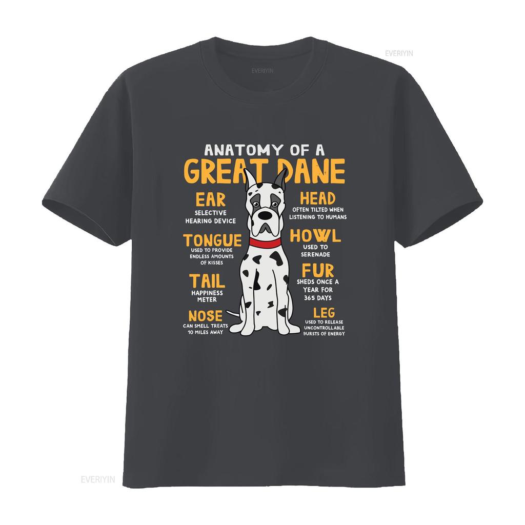 Great Dane Anatomy Funny Dog Dad T Shirt Vintage Stylish Fashion Streetwear Designer Clothes Slightly Homme Soft Graphic