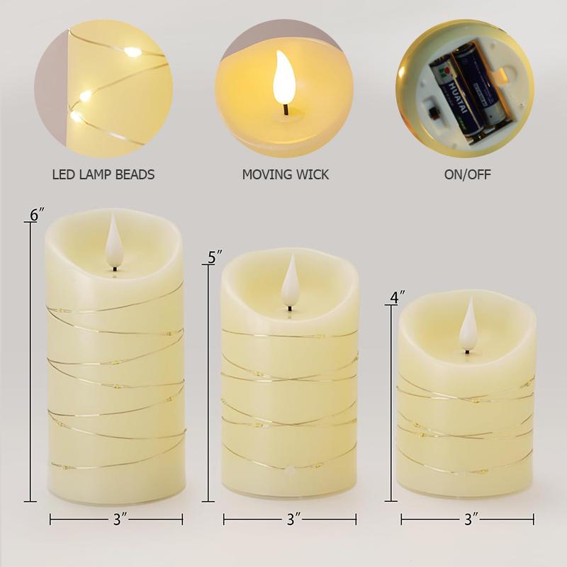 3Pcs Flameless Led Candle With Remote For Home Christmas Party Wedding Decoration Electronic Battery-Power Tealight Wax Candles