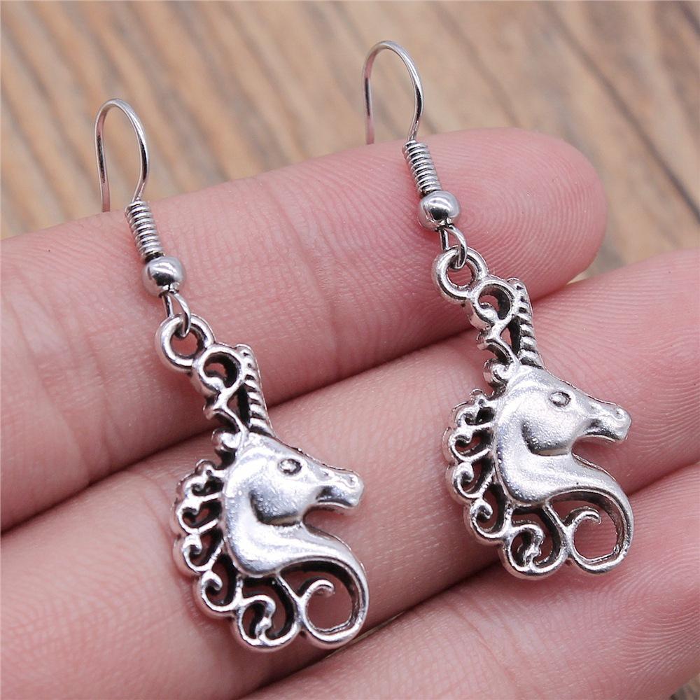 50 Styles Animal Pendant Dangle Earrings Drop Earrings Antique Silver Color Plated Unicorn Horse Elephant Snake Tiger Earrings
