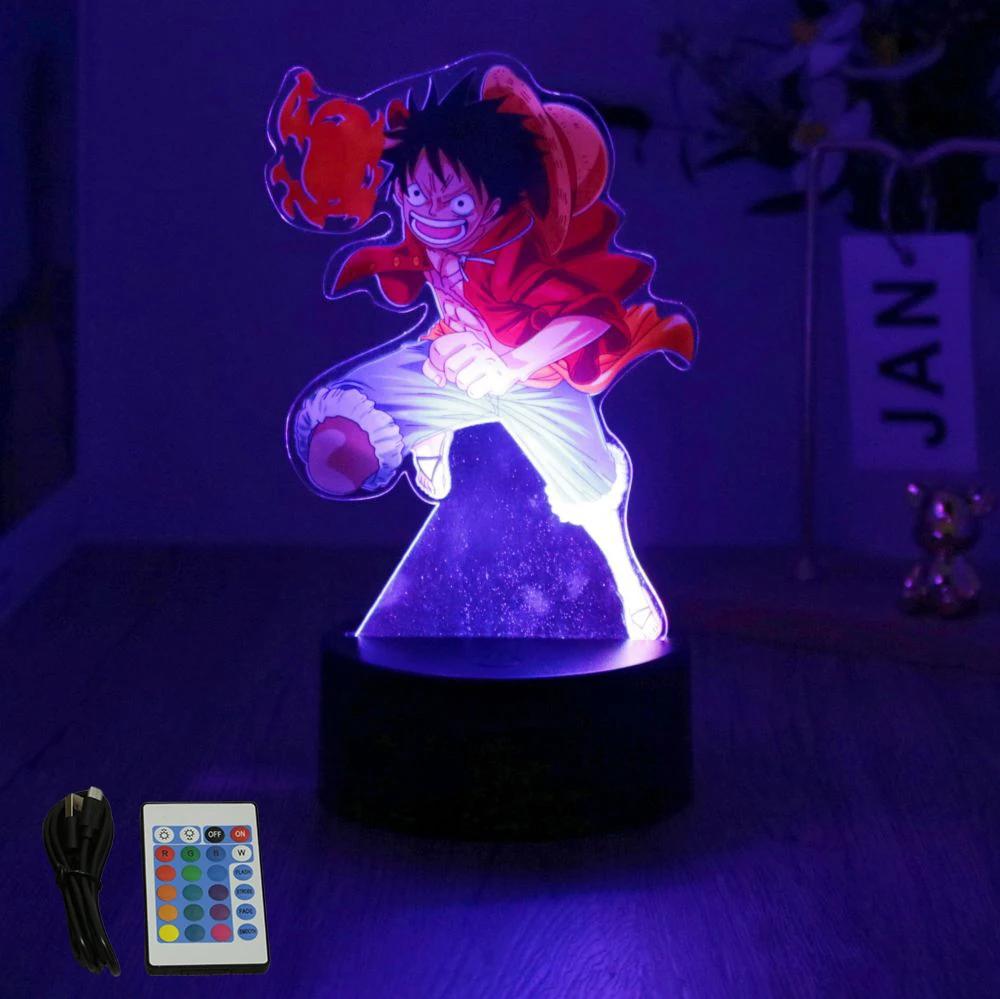 Actionfigur One Piece Luffy Zoro Anime Figuren 3D Lampe PVC Action Sammlermodell Spielzeug LED Nachtlicht Kinder Weihnachtsgeschenk