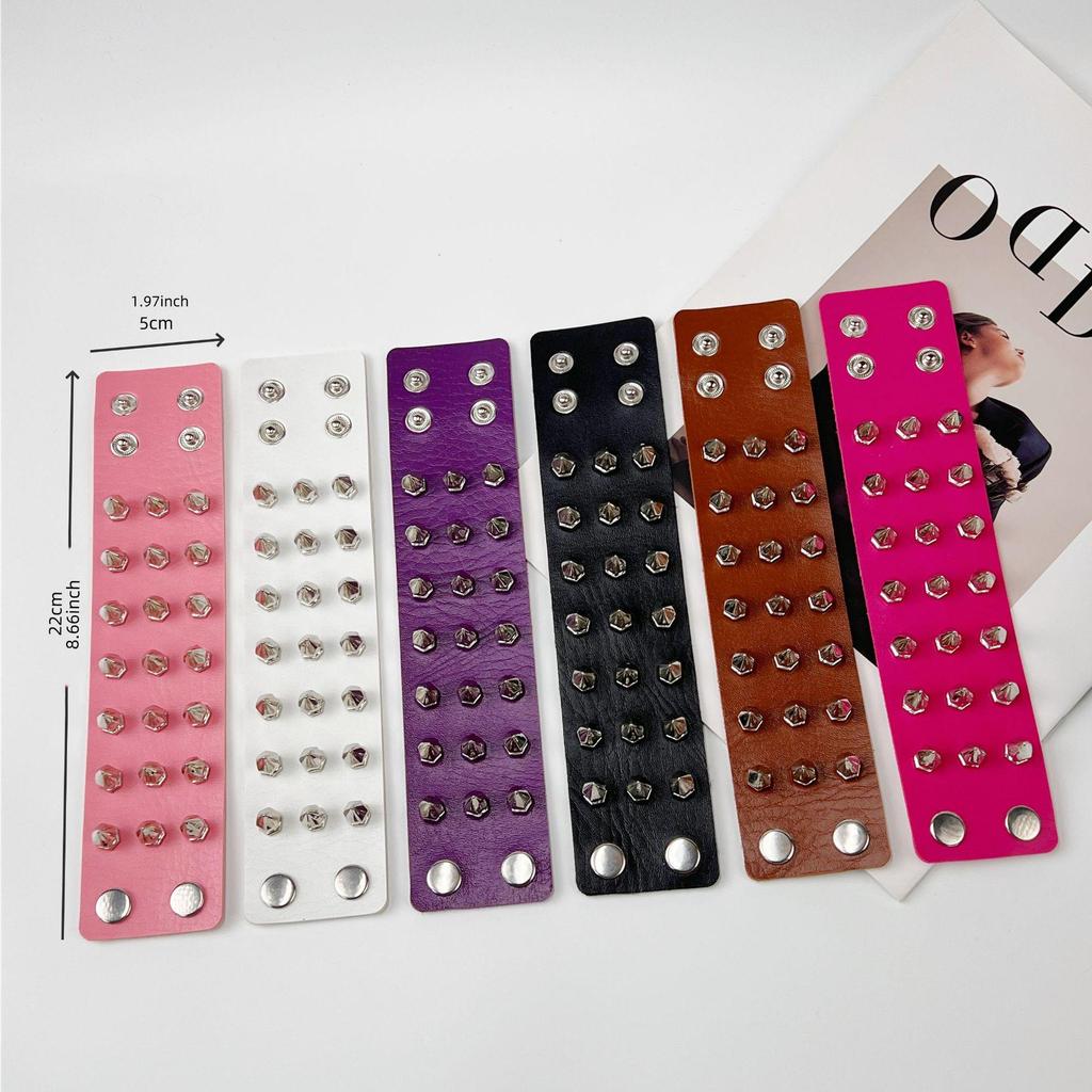 European and American Punk Rivet Bracelet: Unisex Leather Wristband for Couples