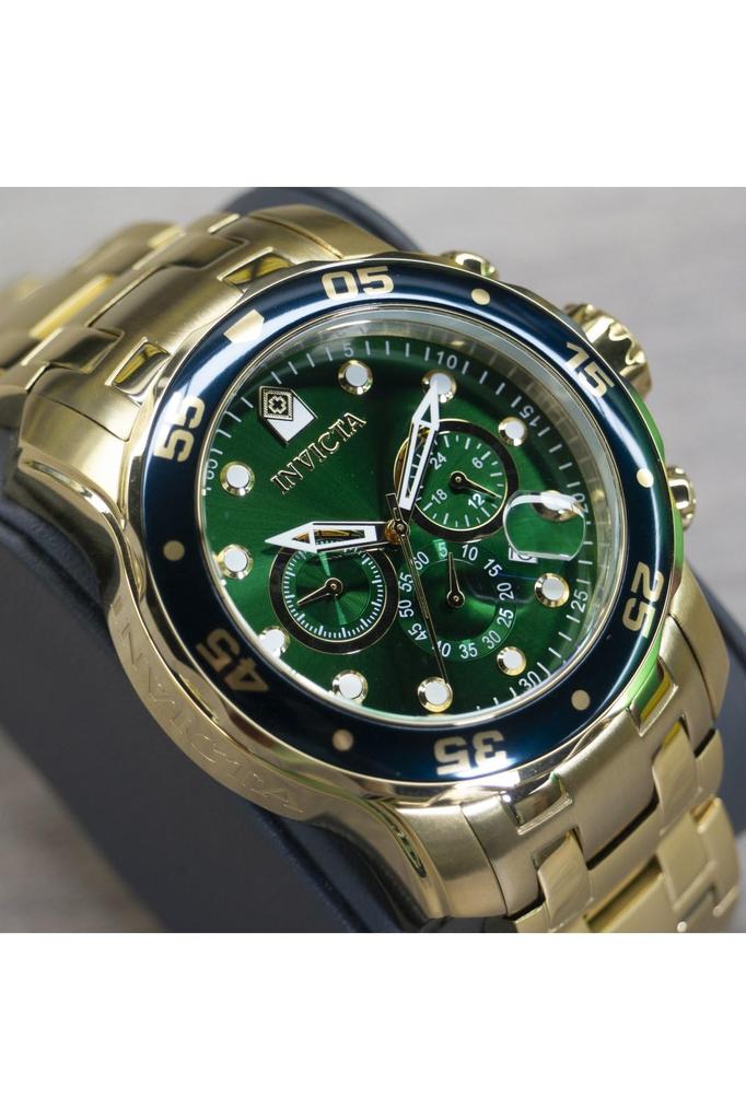 INVICTA Pro Diver Kwarcowy 48mm Złota Stal Nierdzewna Zielony 0075 Zegarek Męski