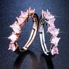 Color Zirconium Gemstone Open Ring Women's Fashion Popular Pink Diamond Geometric Rose Gold Ring