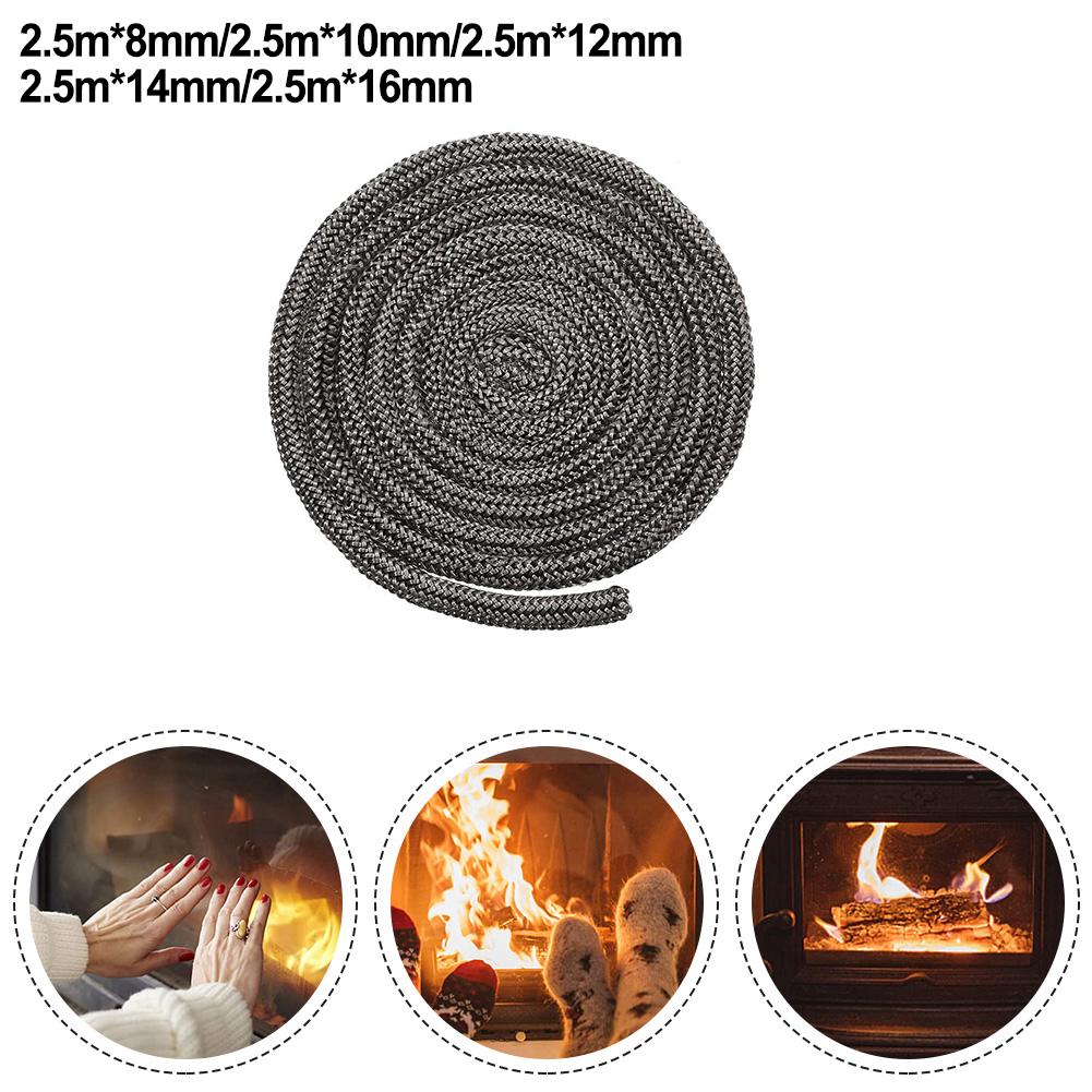 2.5M Stove Gasket Fireplace Sealing Rope Fiberglass Fireproof Cord Wooden Burner Door Gasket Chimneys Boiler Sealing Cord