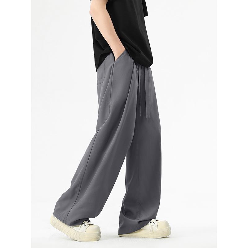 Mingge | Summer New Wide-leg Drape Pants Men's Solid Color Versatile Loose Straight Casual Pants