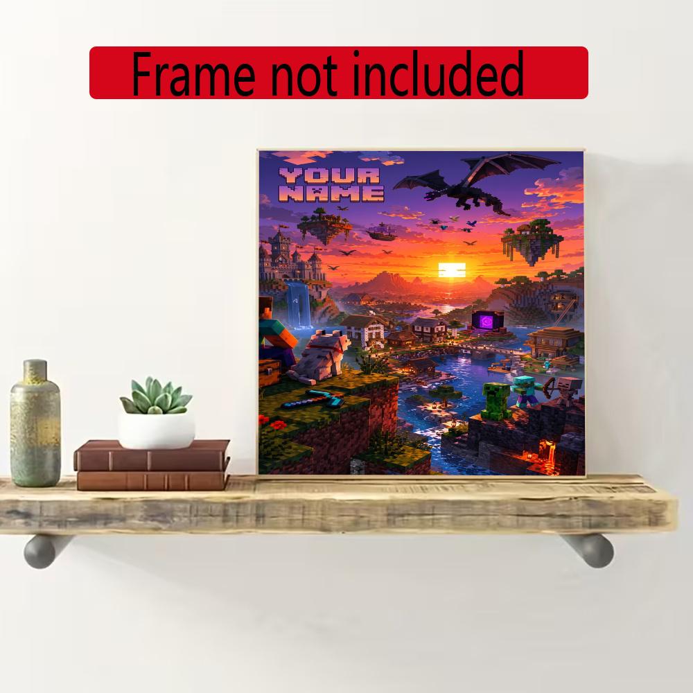 Minecraft Personalized Name Round Diamond Painting Kit Diamond Embroidery Painting Rhinestones Mosaic Frameless Handwork Decoration Arts