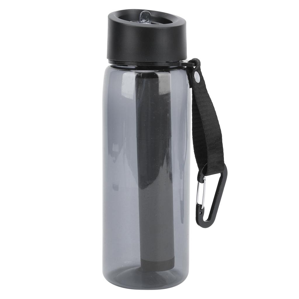Filtered Water Bottle with Integrated Filter Straw Camping Emergency Water Bottle PurifierGray