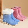 Fashion rain boots waterproof rain shoes warm women non-slip water shoes short tube medium tube women wear-resistant adult