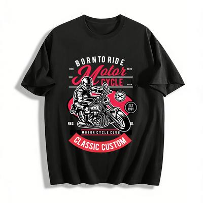 Vintage Klub Motocyklowy Klasyczny Custom Jazda Nadruk Koszulka Czysta bawełna Koszulka