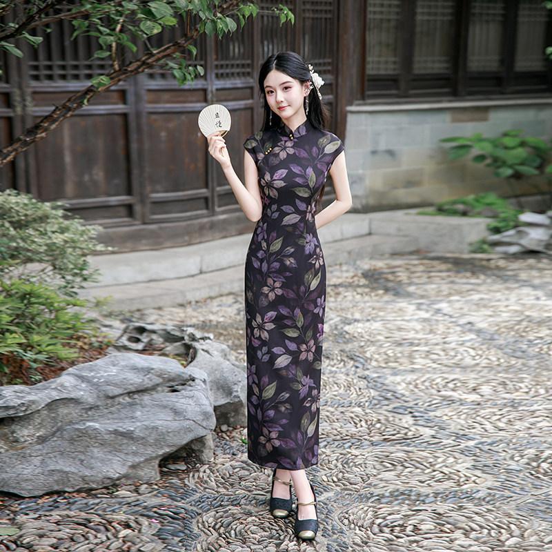 Black sleeveless national style new Chinese style Suzhou daily long cheongsam improved young 1011 new women's high sense