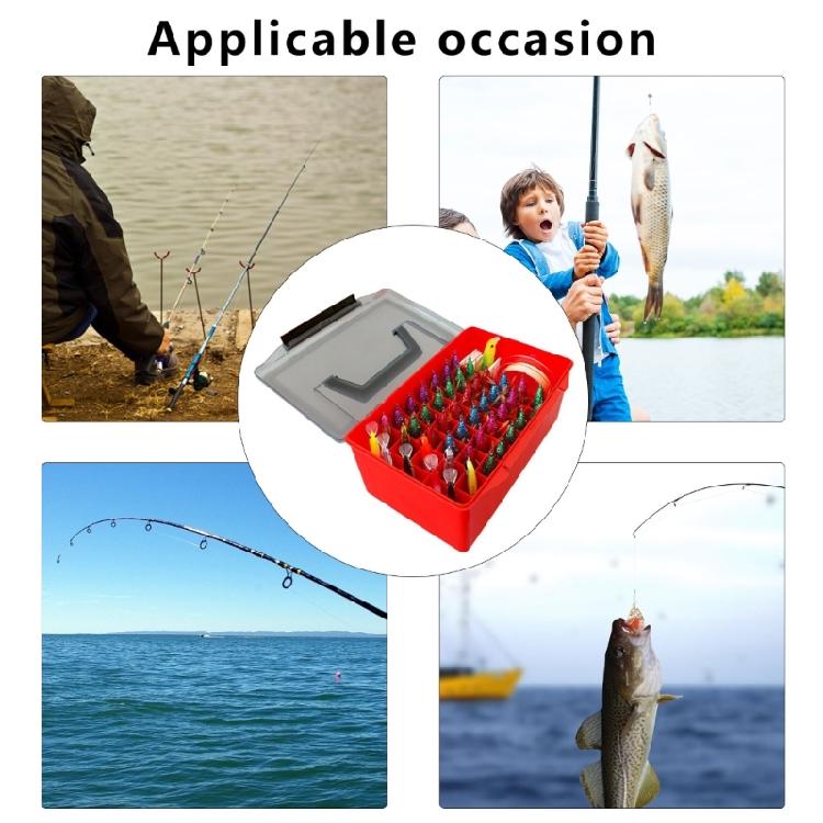 52 Fächer Kunststoff Angelgerät Box Tintenfisch Jig Hardbaits Behälter Köder Werkzeug Aufbewahrungskoffer Angeln Gefütterte Box Organizer