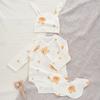 Nordic Style Summer Baby Cotton Romper Set – Ultra-Thin Long Sleeve Onesie with Boneless Hip Wrap