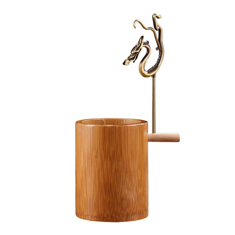 

Натуральная бамбуковая курильница перевернутый китайский дракон держатель благовоний с улавливателем пепла буддийские принадлежности домашний декор бронзовый
