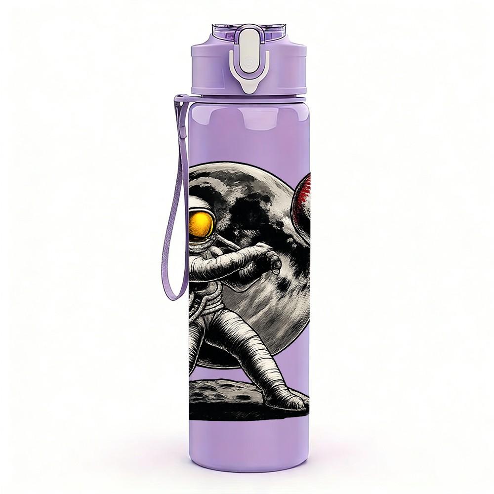 1PC Robot Baseball Character 750ml Color Plastic Sports Water Bottle Leakproof Flip Straw Lid Suitable for Sports Office Home Use