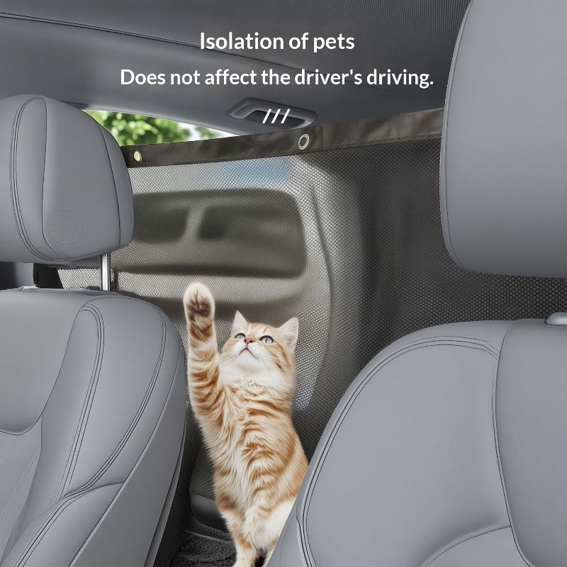 

Car Pet Barrier Net Dog Safety Isolation Net For Vehicles Universal Fit Breathable Mesh Pet Travel Barrier For Back Seat чёрный