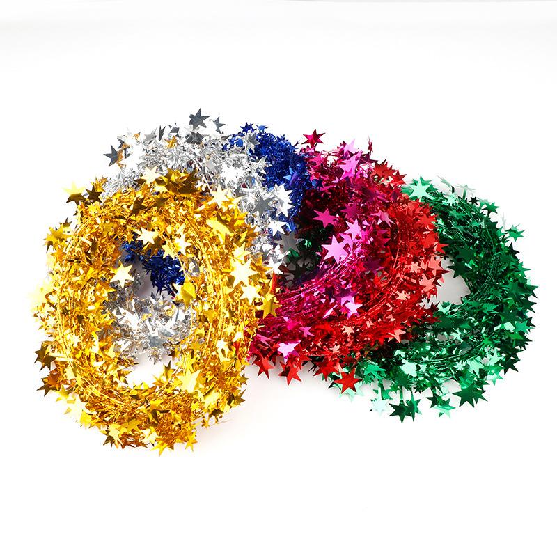 2 Stück Festival Fünfeckiger Sternförmig 7,5 Meter Drahtschleife Dekoration Weihnachtsbaum Heim Atmosphäre Party Spaß Dekoration