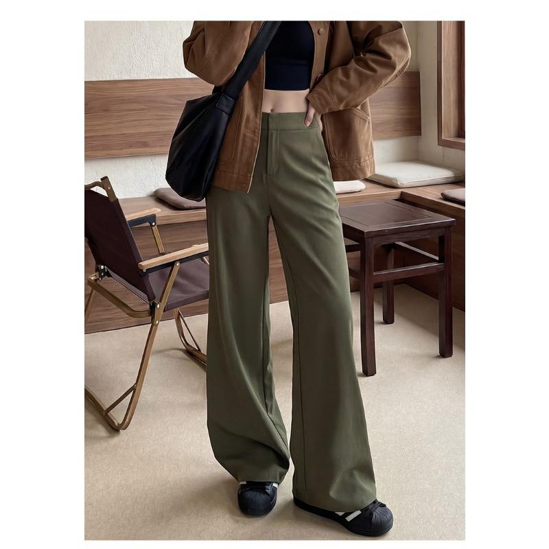 Women High Waist Wide Leg Casual Suit Trousers Petite Fit