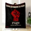 Red Fist Rage Protest Design Printed Flannel Blanket for Bedroom, Living Room, Sofa, and Nap