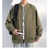 Solid Color Loose Long Sleeve Mens Casual Stand Collar Windproof Baseball Jacket