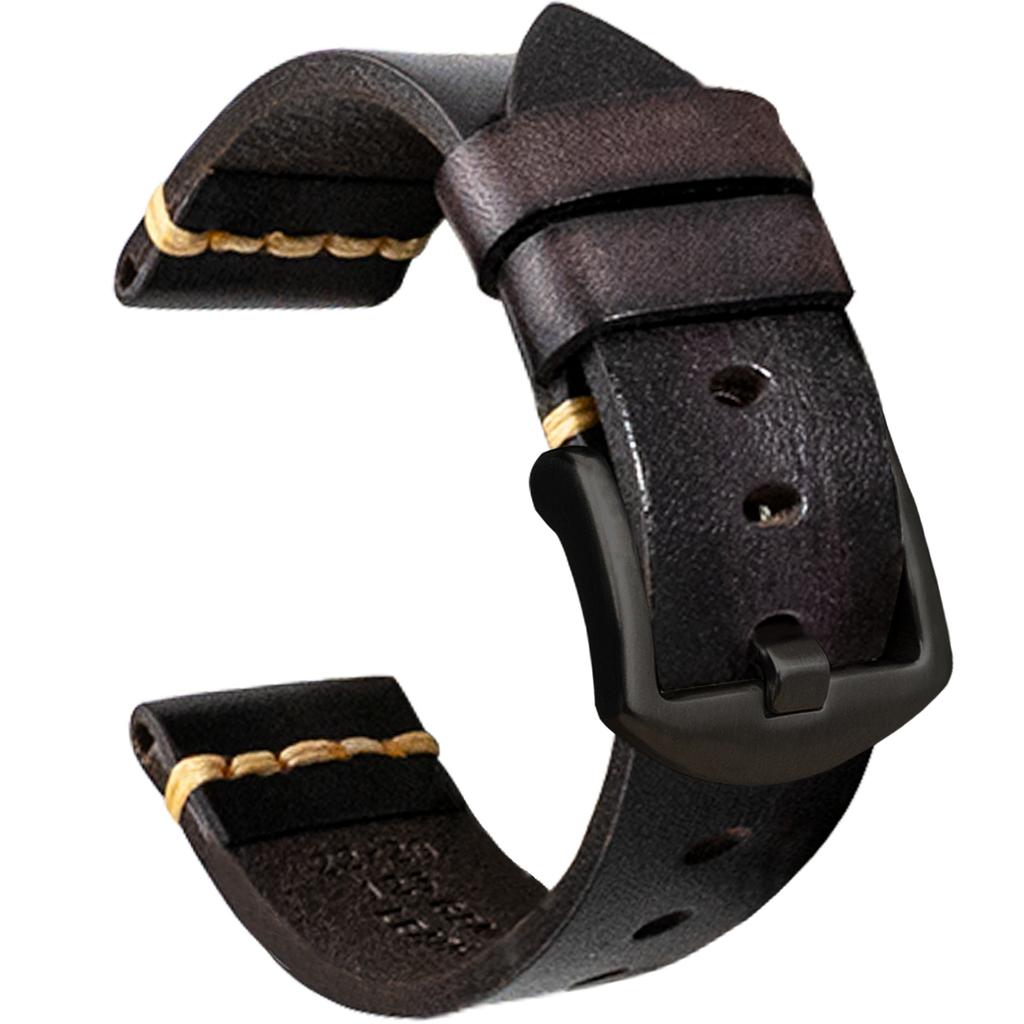 Curved Retro First-Layer Cowhide Smartwatch With Accessories Handmade Leather 20 22 24Mm Men'S Genuine Leather Strap