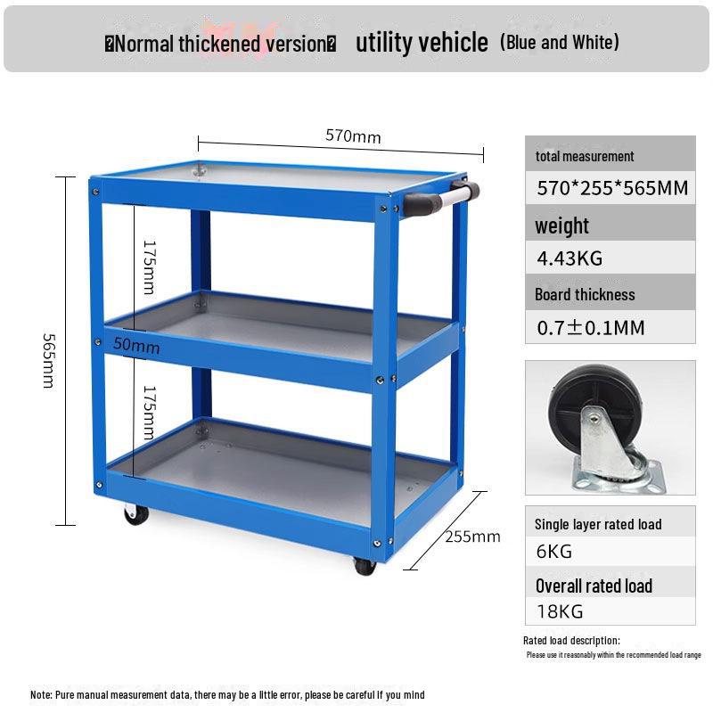 "Green Forest Utility Cart: Three-Layer Tool Trolley & Flatbed for Auto Repair & Beauty Supplies"