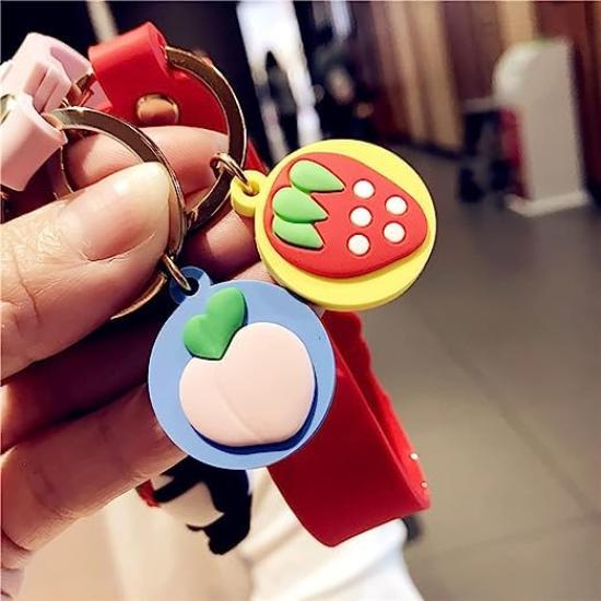 [AIXUAN] Digar's Cute PVC Panda Keychain Idea New Year's Gift Animal Pendant Car Key Pendant Metal Keychain (Pink)