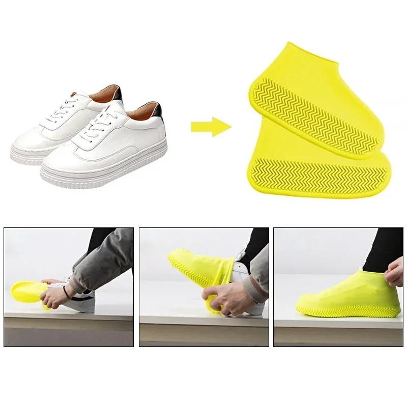 Silikon-Schuhüberzug Wasserdicht Regendicht Gummistiefel Kinder Tragbar Elastisch Abriebfest Regnerisch Wiederverwendbar Schuhüberzug S - XL